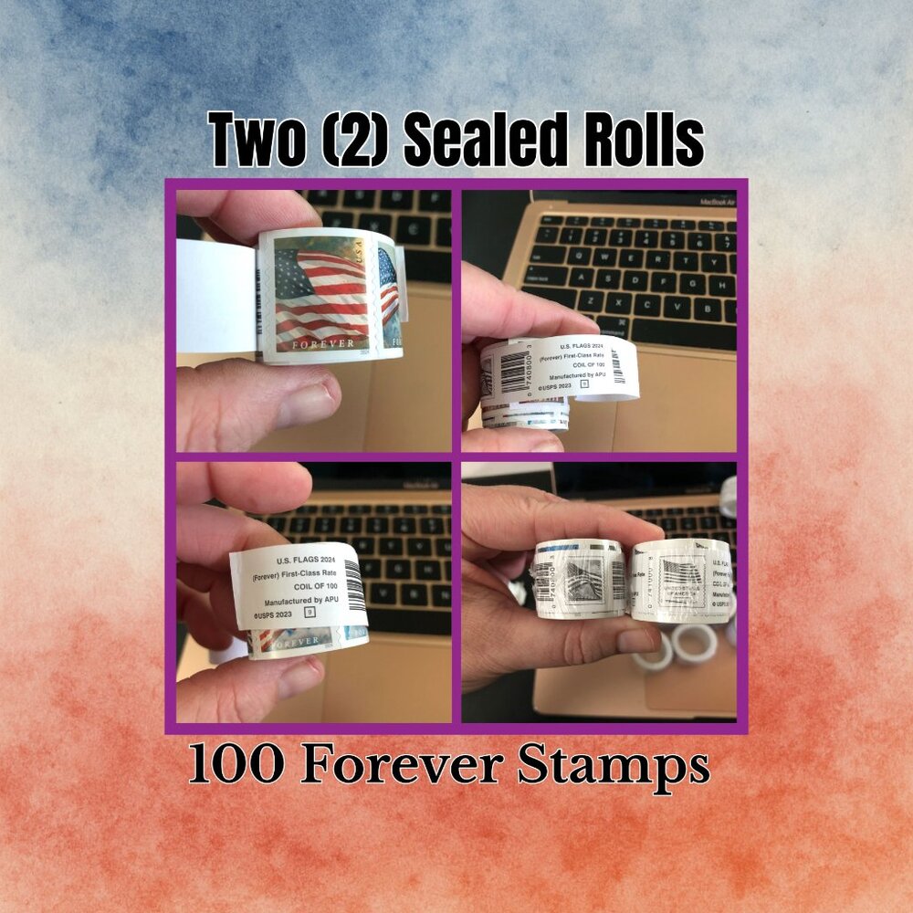 2 Rolls of Genuine USPS Forever Stamps (200 Stamps) Free Shipping